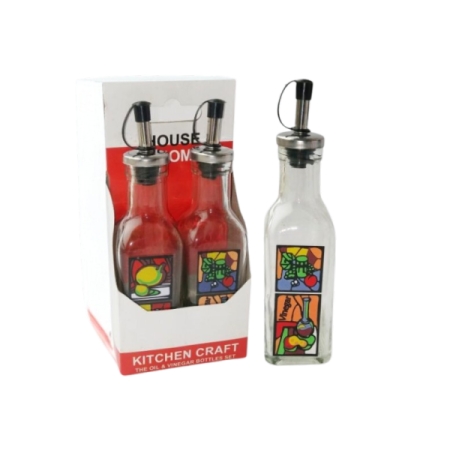 Комплект стъклени бутилки – 2 х 250 мл, стъкло и метал -  модел 11214