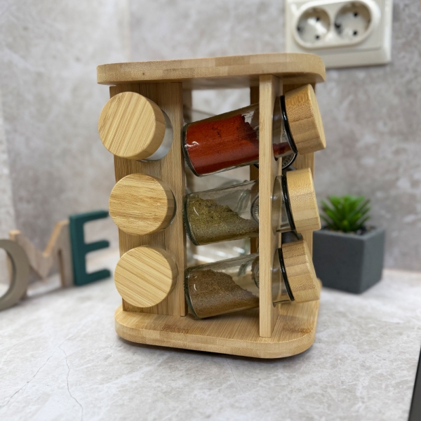 Комплект бурканчета 12 бр. за подправки с въртяща стойка - модел 11279