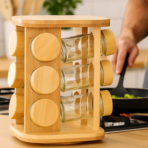 Комплект бурканчета 12 бр. за подправки с въртяща стойка - модел 11279