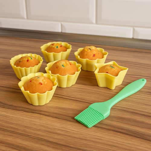 Комплект силиконови форми с четка – 6+1 броя - модел 11212